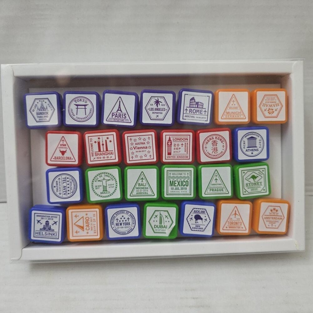 Set of 26 Passport Stamps, Cities of The World Stamp for Kids Art Crafts, 1 inch
